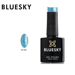 Bluesky XK 36 SKY BLUE GLITTER hibridinis lakas 10ml 10ml BRILLIANT BLUE pusiau permatomas