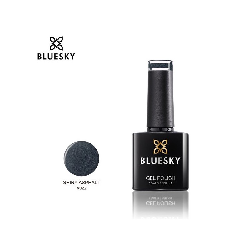 "Bluesky" hibridinis lakas A22 SHINY ASPHALT 10ml 10ml METALIC SILVER BROKEN GRAY PERLUME