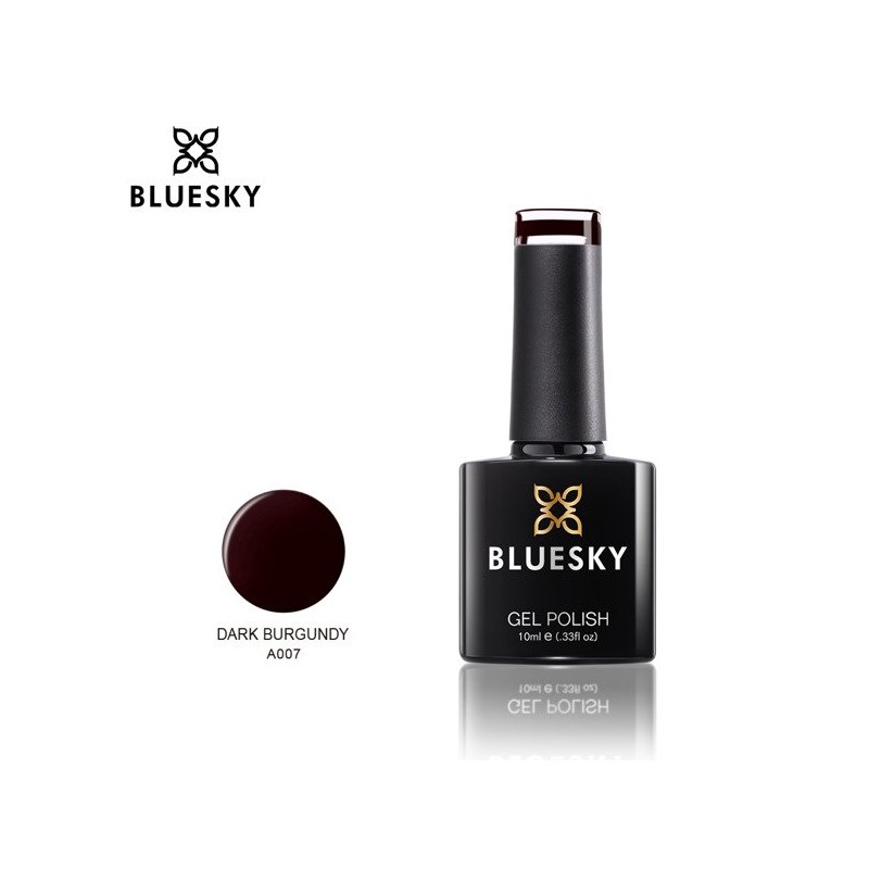"Bluesky" hibridinis lakas A07 DARK BURGUNDY 10ml 10ml METALIC BROKEN BRUSHY RED PERLUME