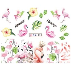 Vandens flamingo gėlių nagų lipdukai BN-915