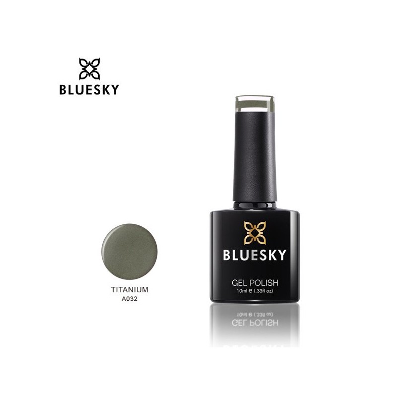 Bluesky hibridinis lakas A32 TITANIUM 10ml 10ml METALIC Perlų sidabro brokato pilkos spalvos